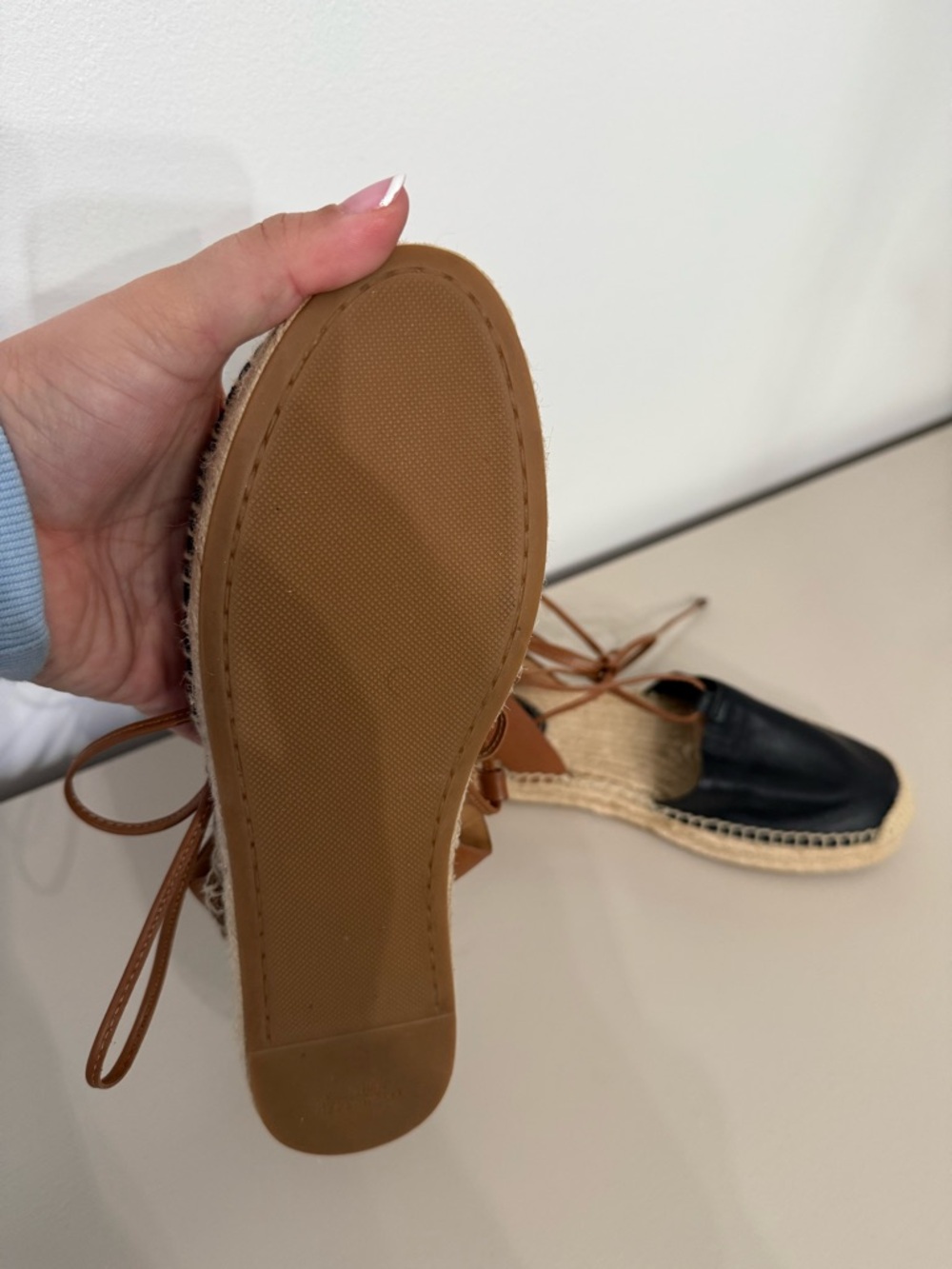 Coach Classic Lace-Up Espadrille Flats in Black and Brown - Picture 3 of 3